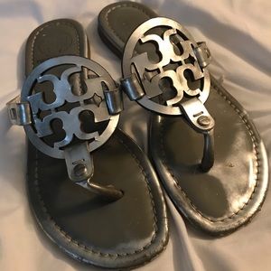Tory Burch Miller sandals - Patent Silver. Used!